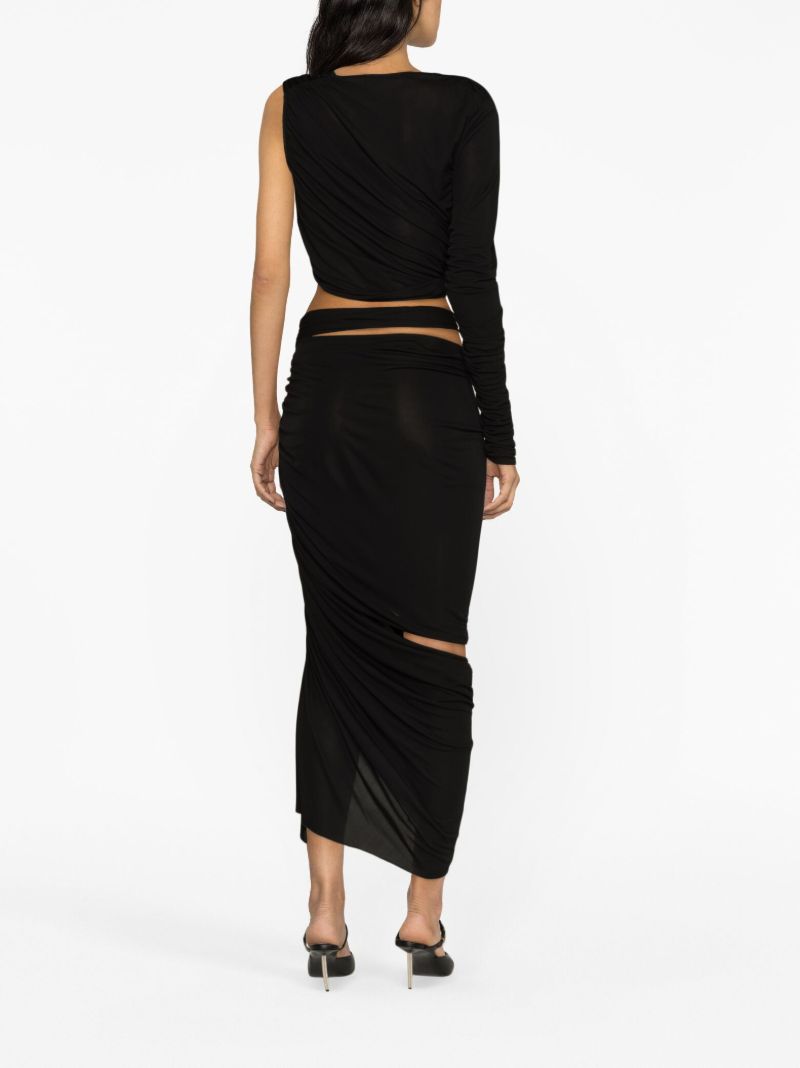 Black Draped Jersey Crop Top