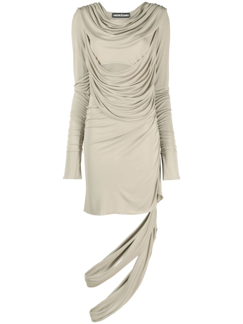 Grey Draped Jersey Mini Dress
