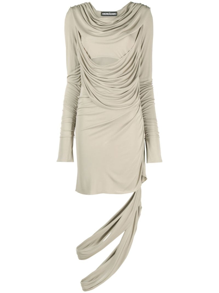 Grey Draped Jersey Mini Dress