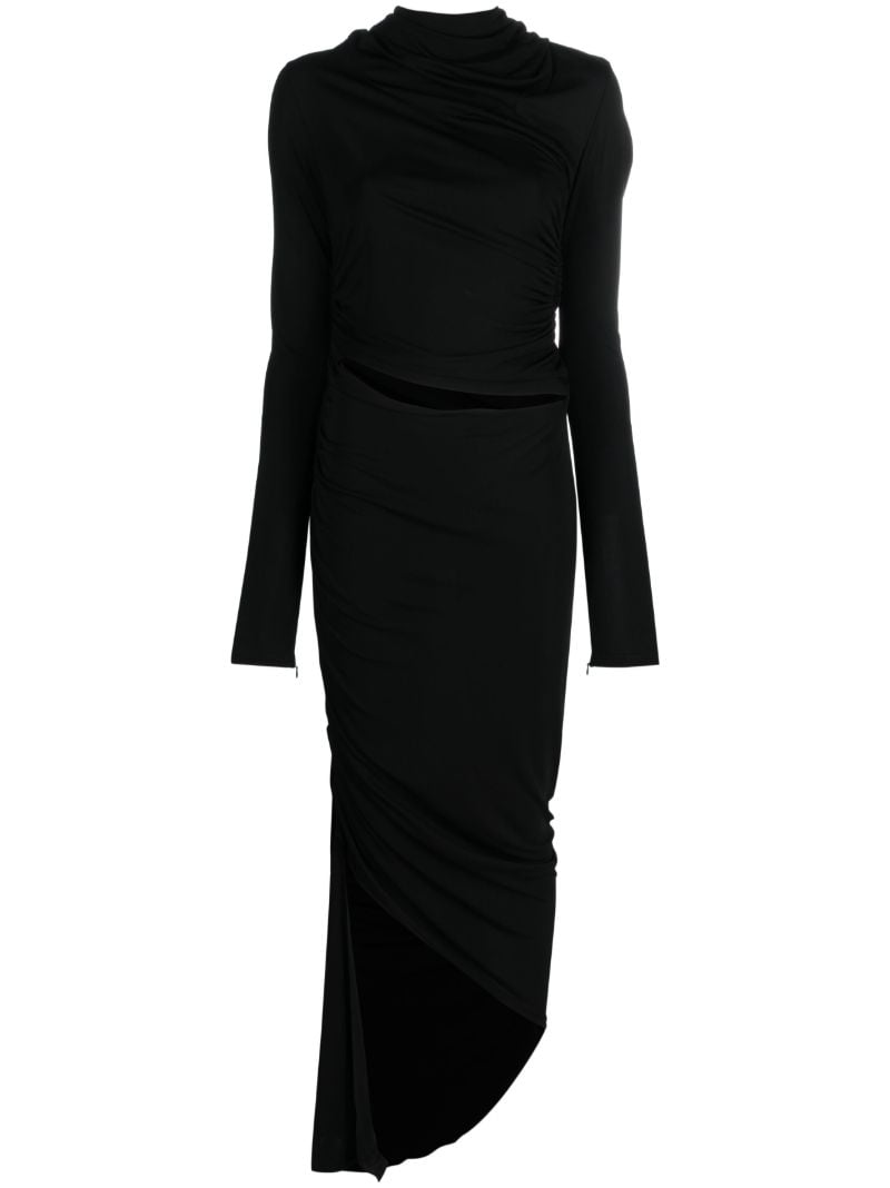 Black Draped Asymmetric Dress