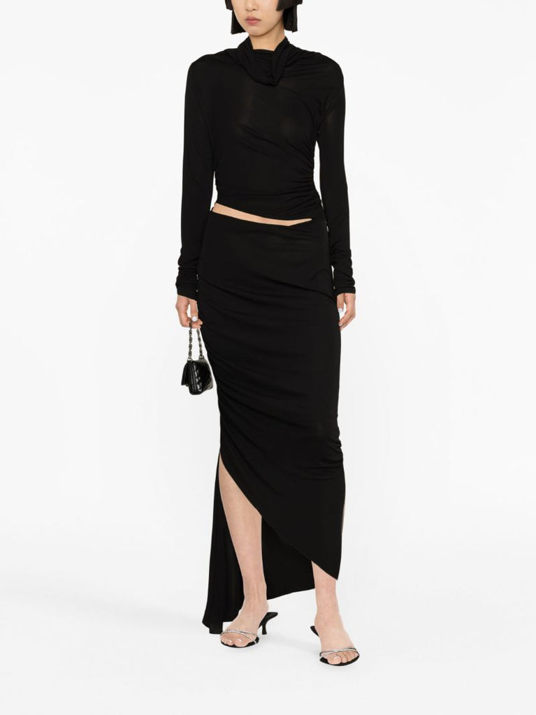 Black Draped Asymmetric Dress