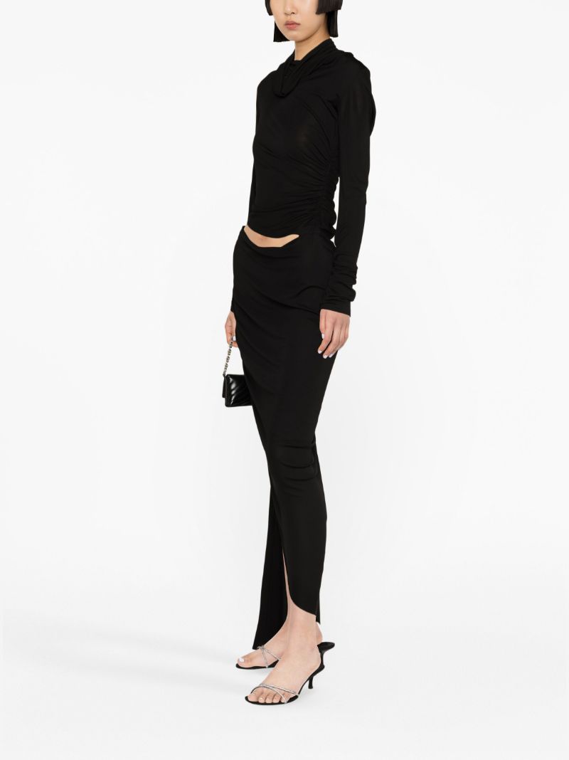 Black Draped Asymmetric Dress