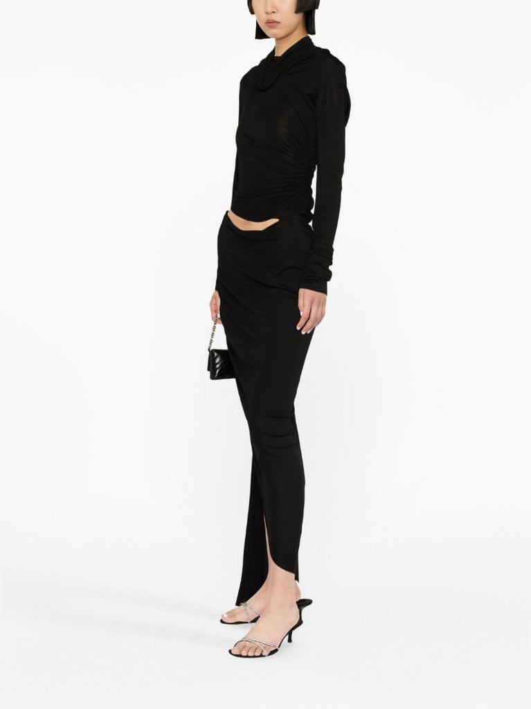 Black Draped Asymmetric Dress