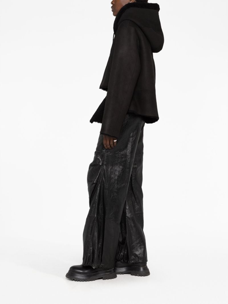 Black Reversible Shearling Cropped Hoodie