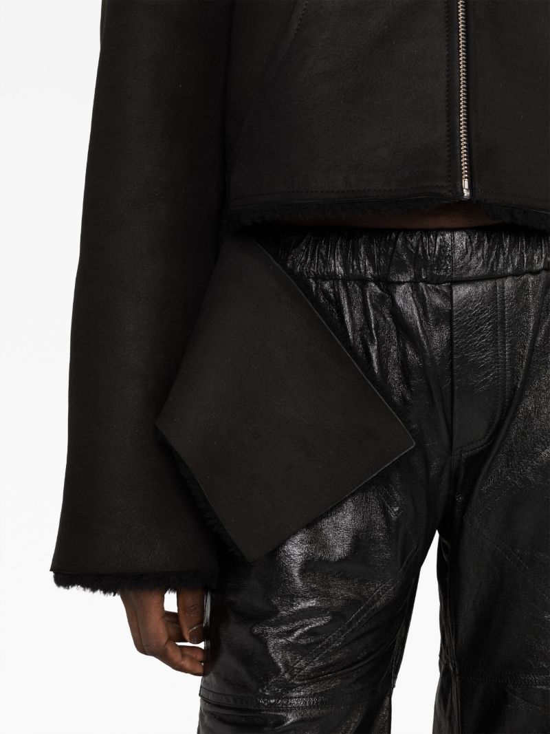 Black Reversible Shearling Cropped Hoodie