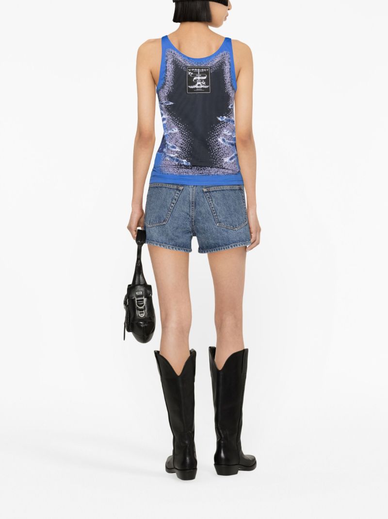 Blue Whisker Print Tank Top