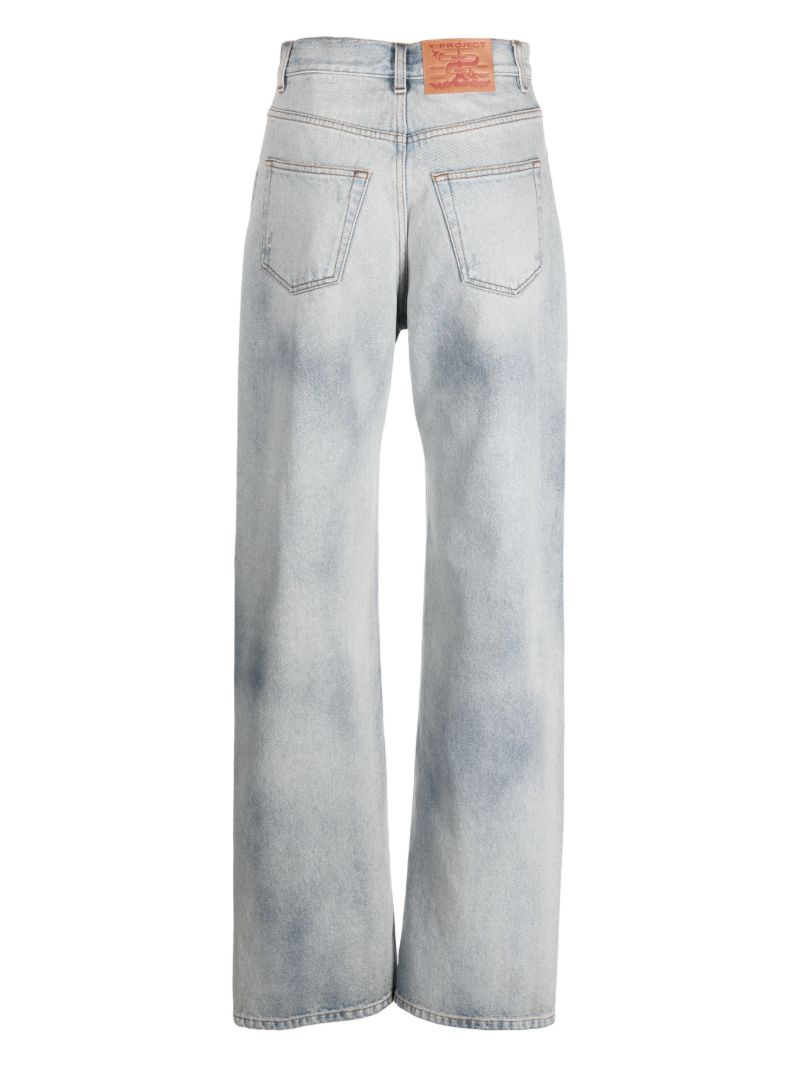 Blue Cut-out Wide-leg Jeans
