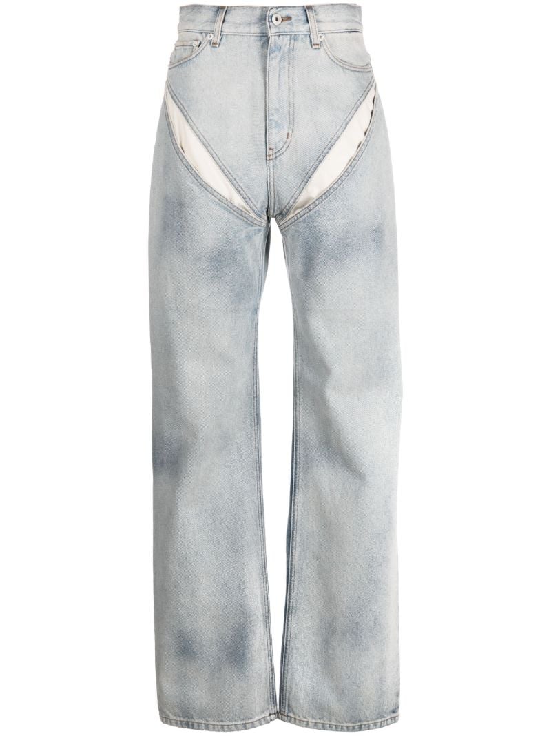 Blue Cut-out Wide-leg Jeans