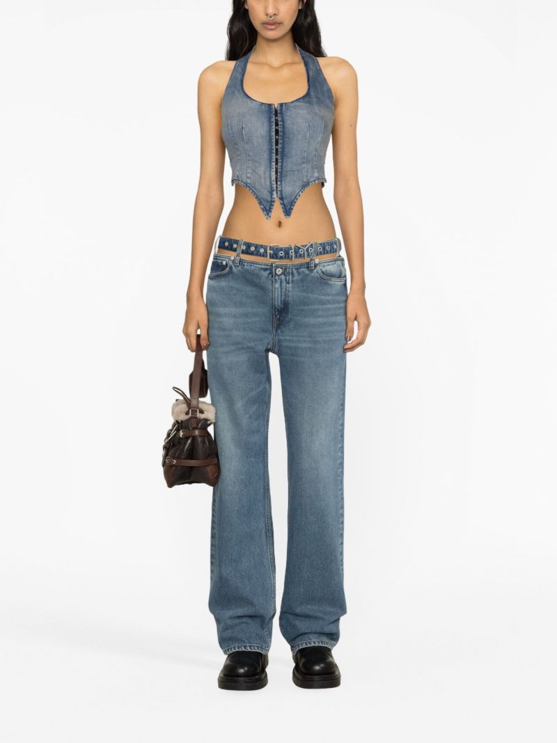 Blue Evergreen Y Belt Jeans
