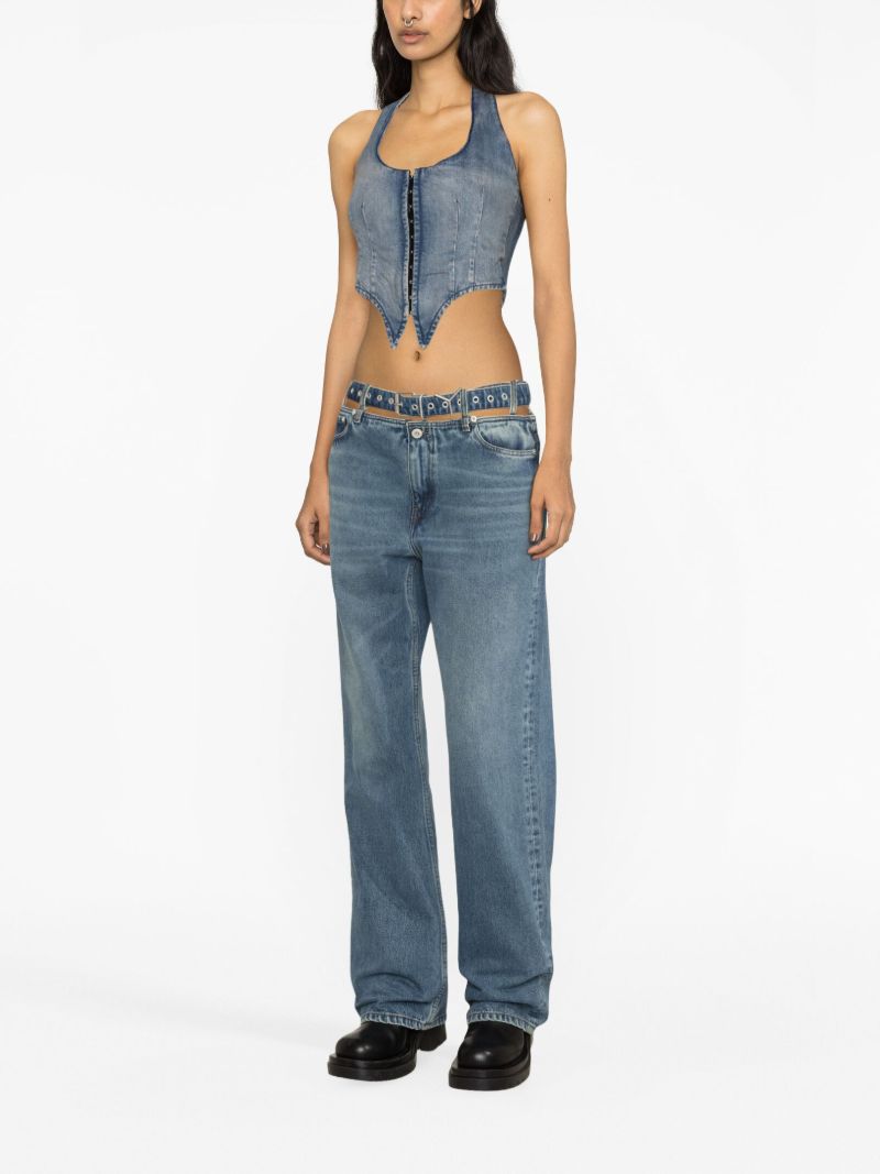 Blue Evergreen Y Belt Jeans