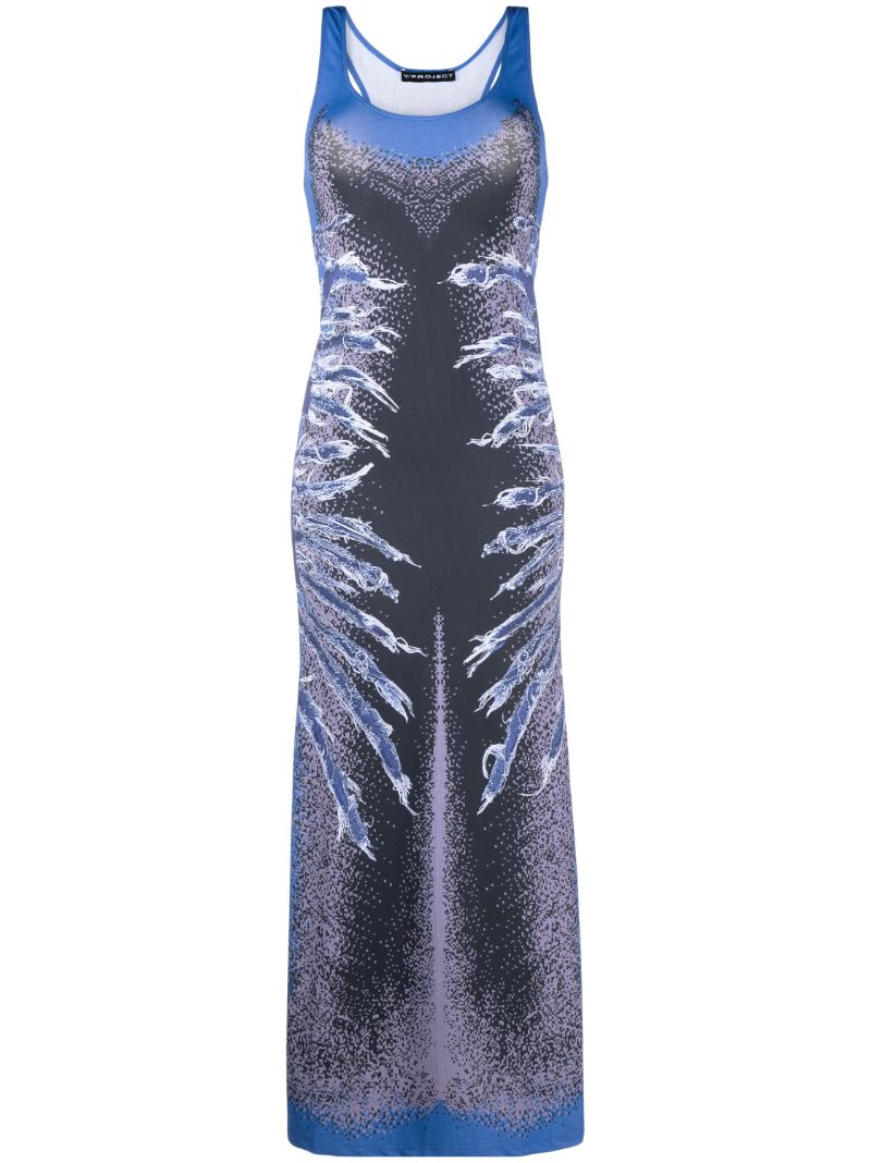 Blue Whisker-print Tank Dress
