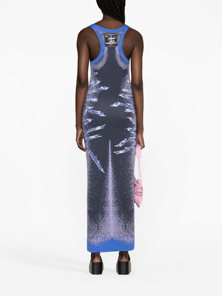 Blue Whisker-print Tank Dress