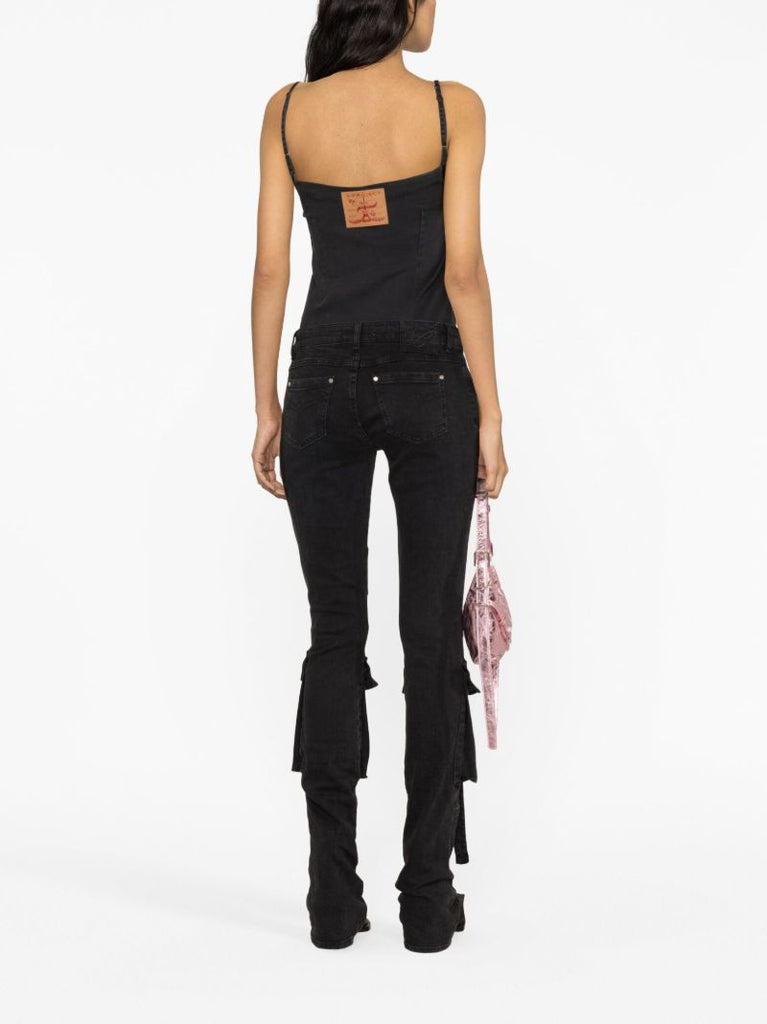 Black Square-neck Denim Bodysuit