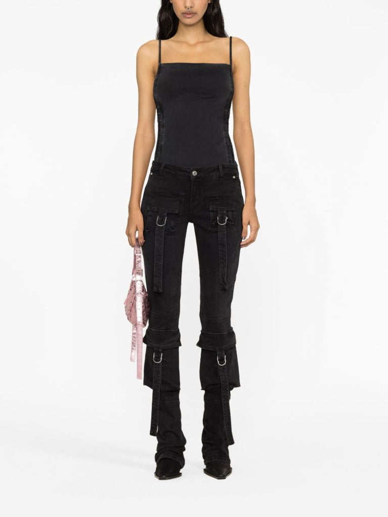Black Square-neck Denim Bodysuit