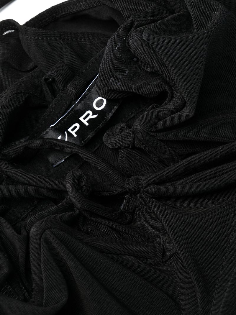 Black Ruffled Sheer Bodysuit