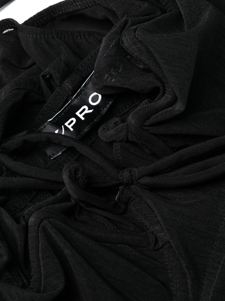 Black Ruffled Sheer Bodysuit
