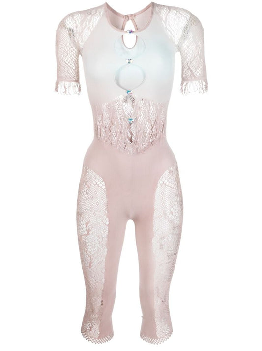 Pink Lace Panel Playsuit