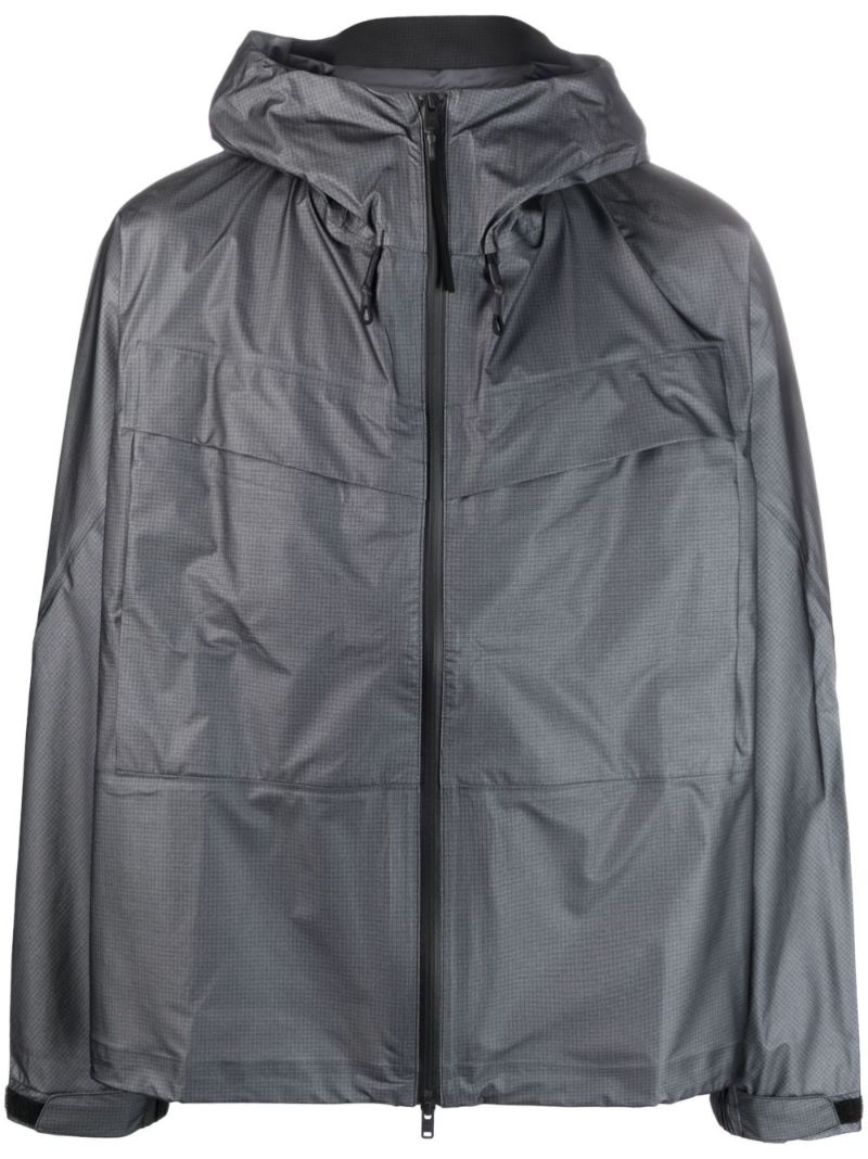 Grey Logo Print Hooded Jacket