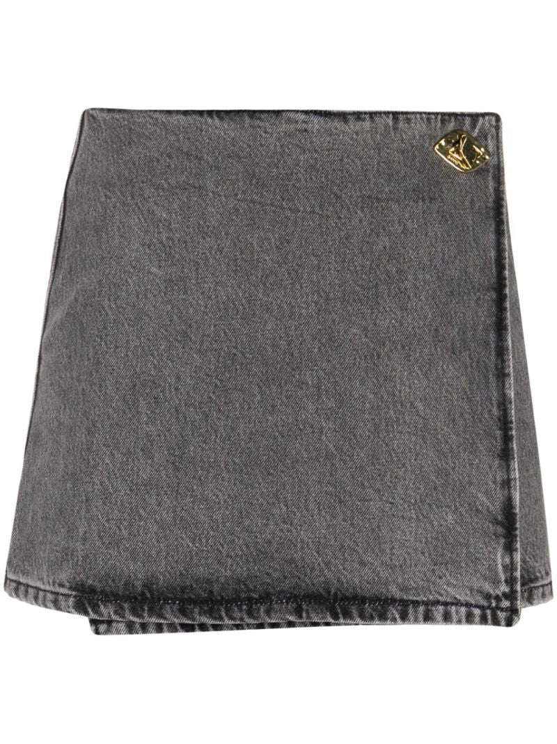 Grey Wrap Mini Skirt