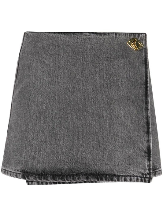 Grey Wrap Mini Skirt