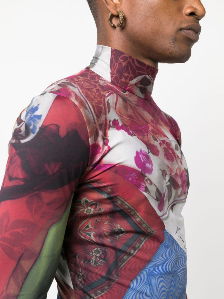 Multicolour Scarves Print Long Sleeve T-shirt