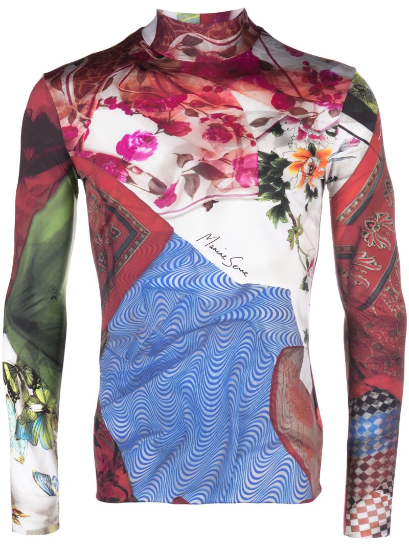 Multicolour Scarves Print Long Sleeve T-shirt