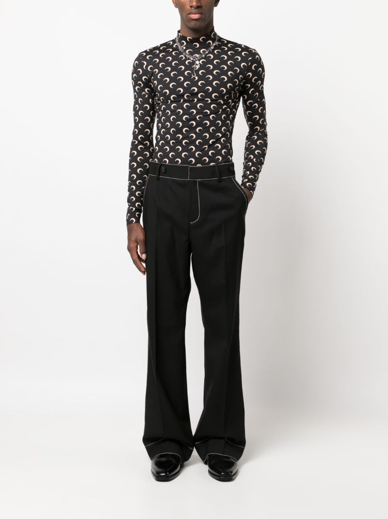 Black Pleated Skirt Straight-leg Trousers