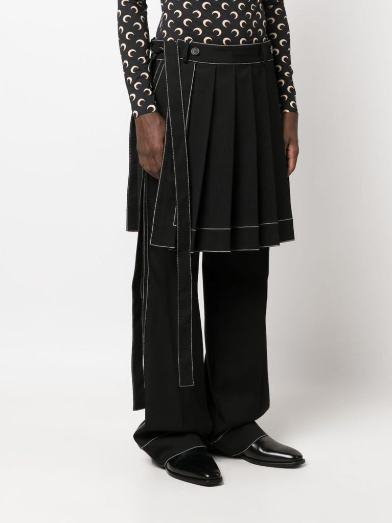 Black Pleated Skirt Straight-leg Trousers