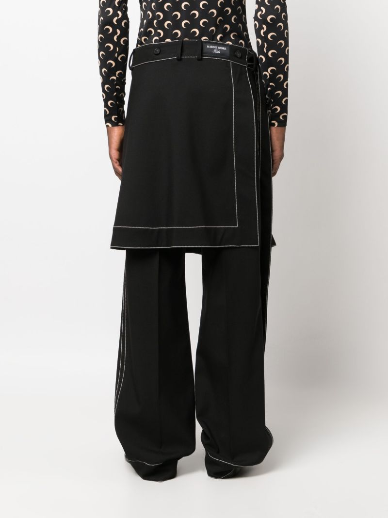 Black Pleated Skirt Straight-leg Trousers