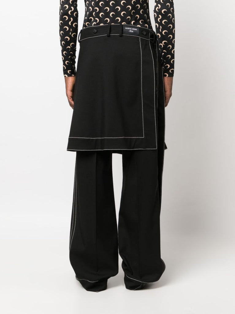 Black Pleated Skirt Straight-leg Trousers