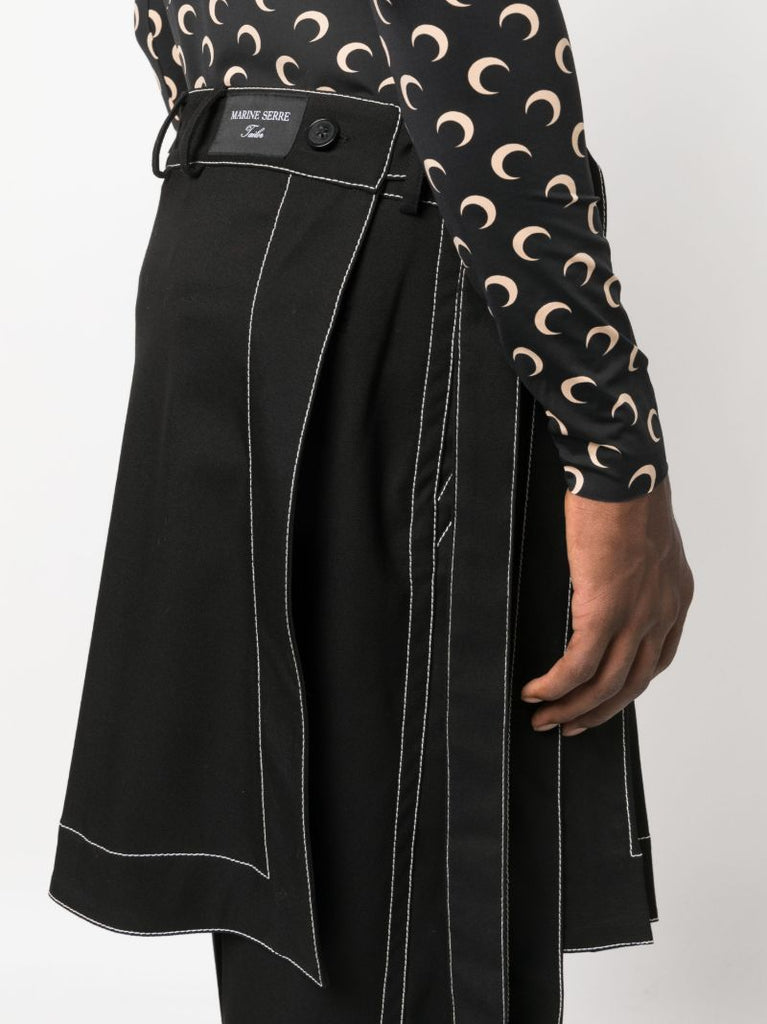 Black Pleated Skirt Straight-leg Trousers