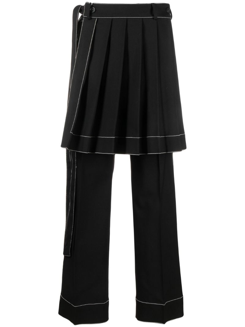 Black Pleated Skirt Straight-leg Trousers
