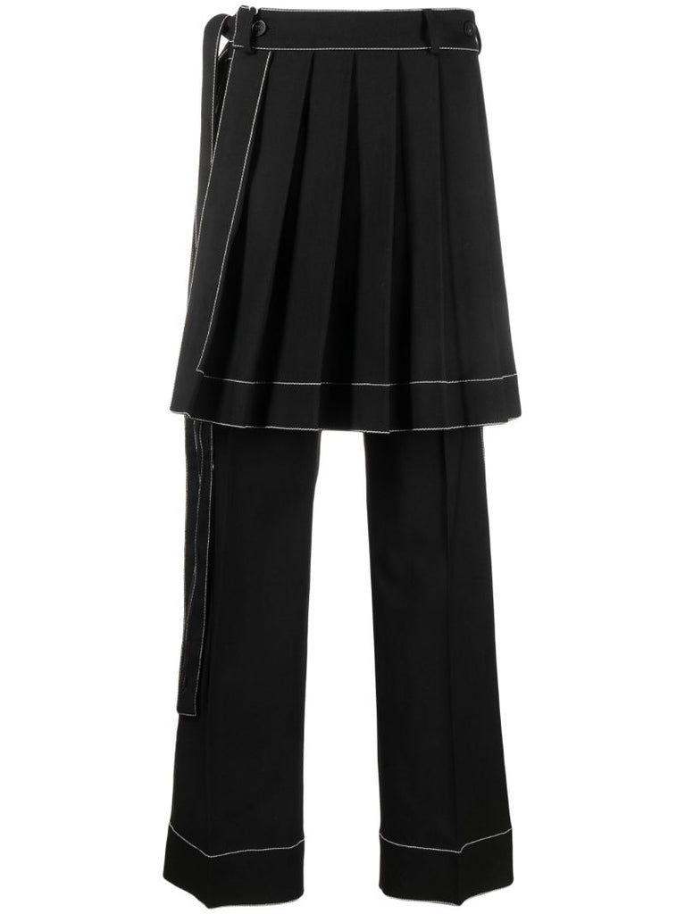 Black Pleated Skirt Straight-leg Trousers