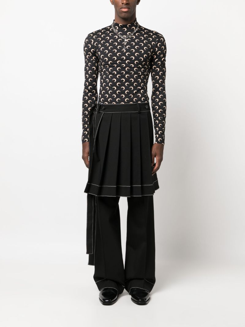 Black Pleated Skirt Straight-leg Trousers