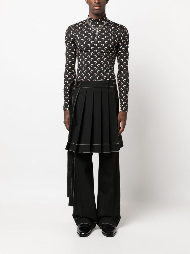 Black Pleated Skirt Straight-leg Trousers