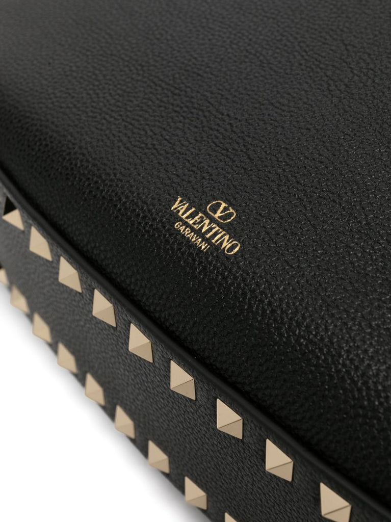 Black Rockstud Leather Shoulder Bag