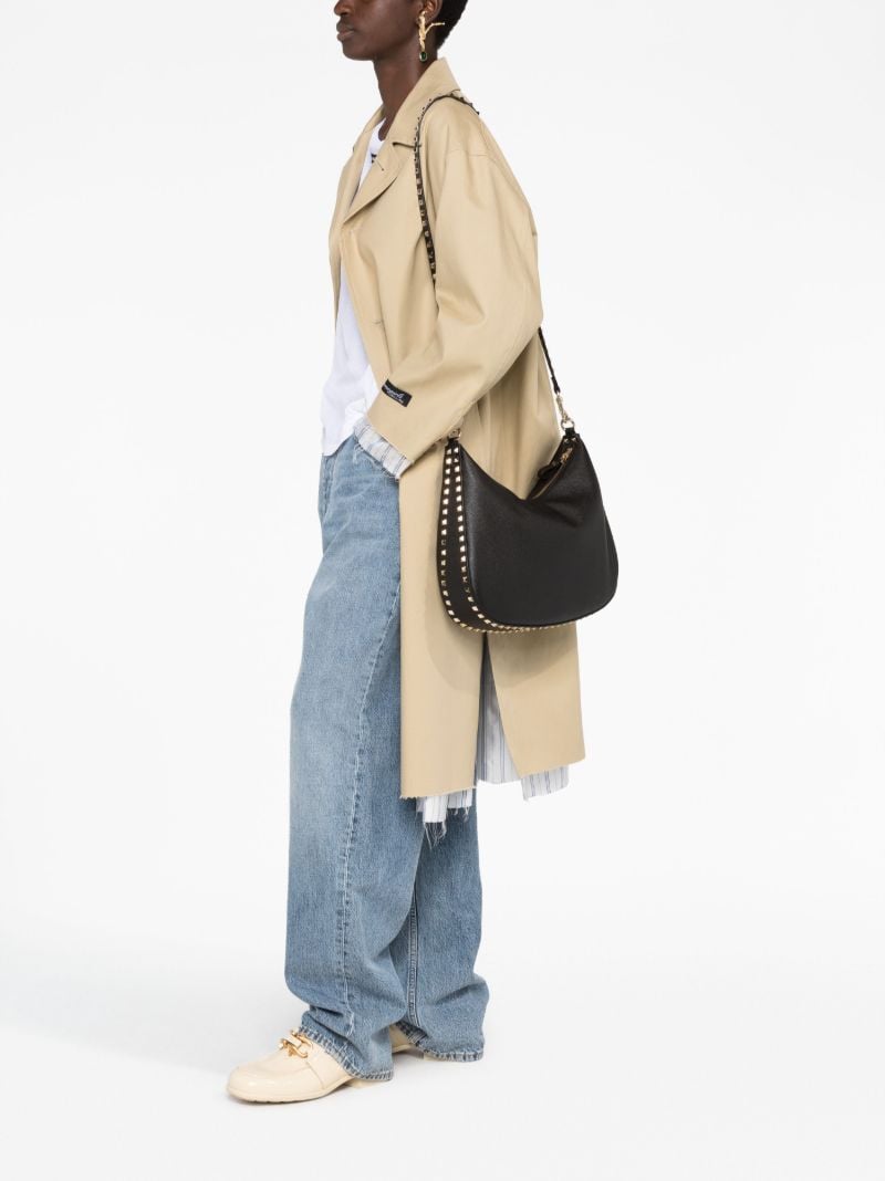 Black Rockstud Leather Shoulder Bag