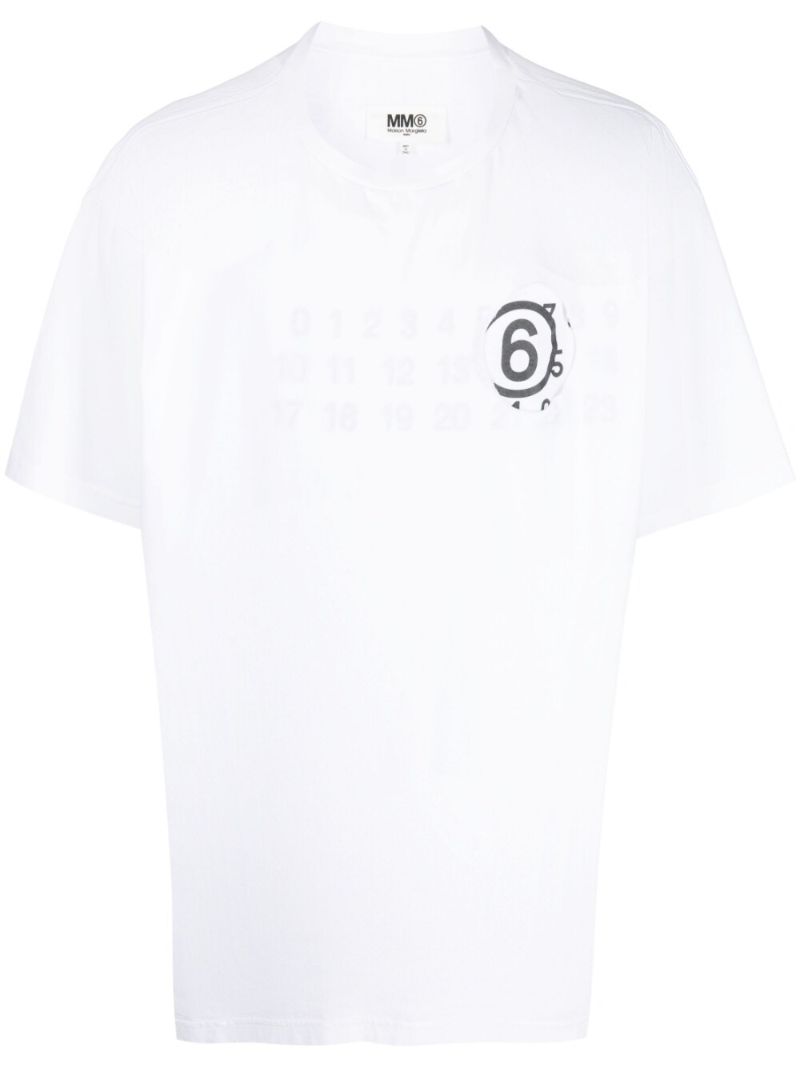 White Numerical Logo Print T-shirt