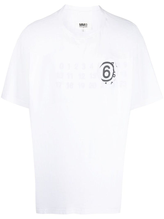 White Numerical Logo Print T-shirt