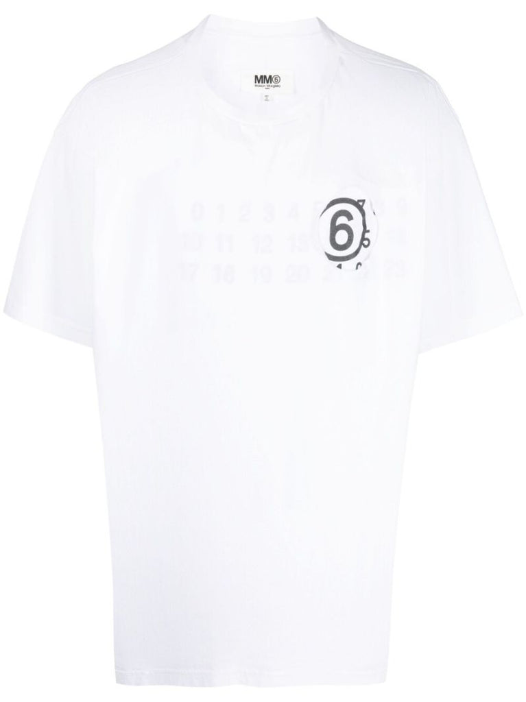White Numerical Logo Print T-shirt