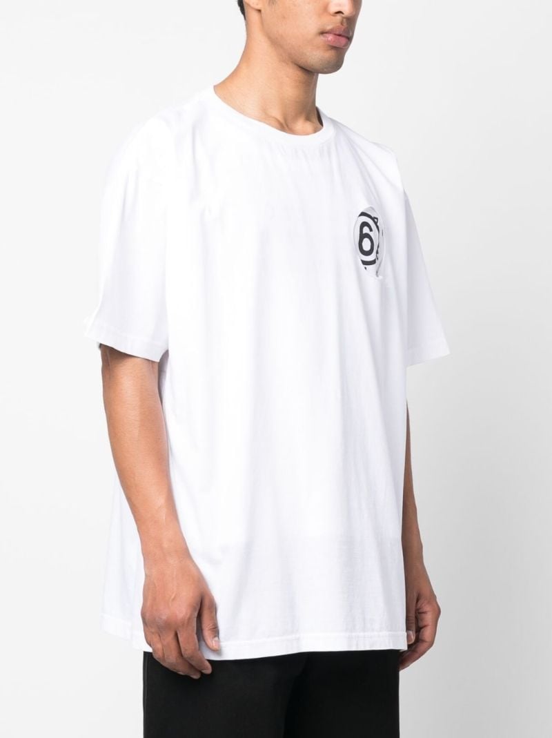 White Numerical Logo Print T-shirt