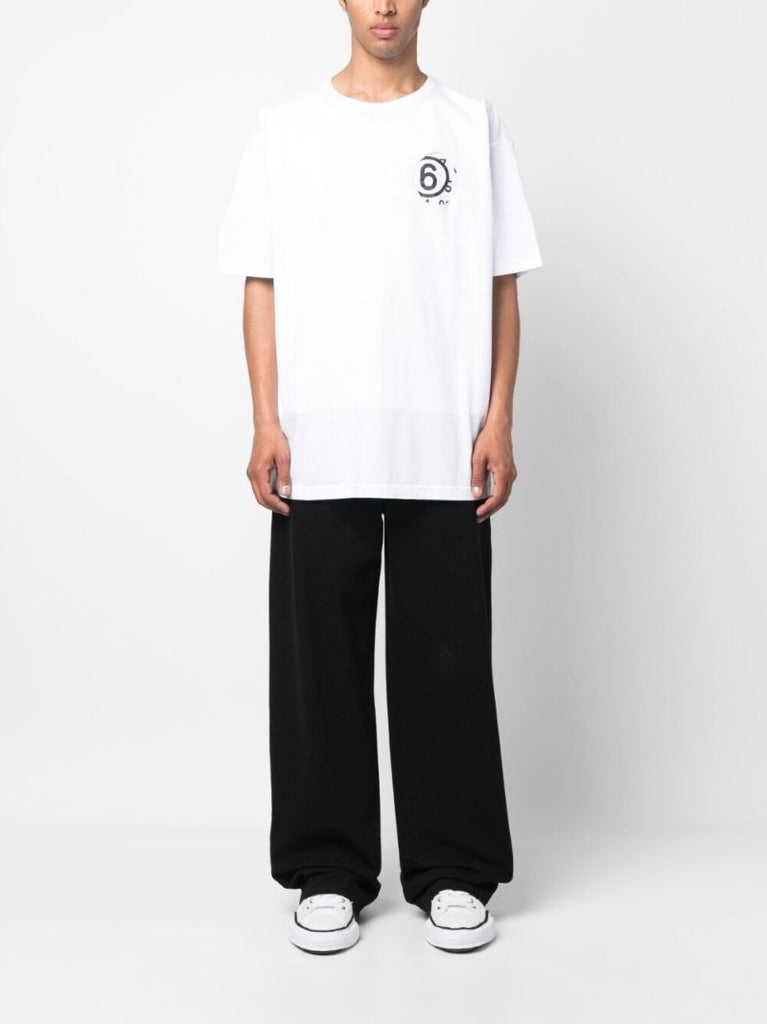 White Numerical Logo Print T-shirt