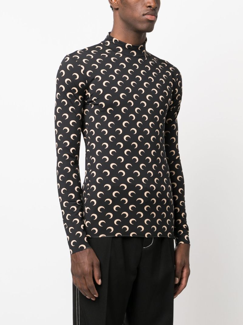 Black Crescent Moon Print Top