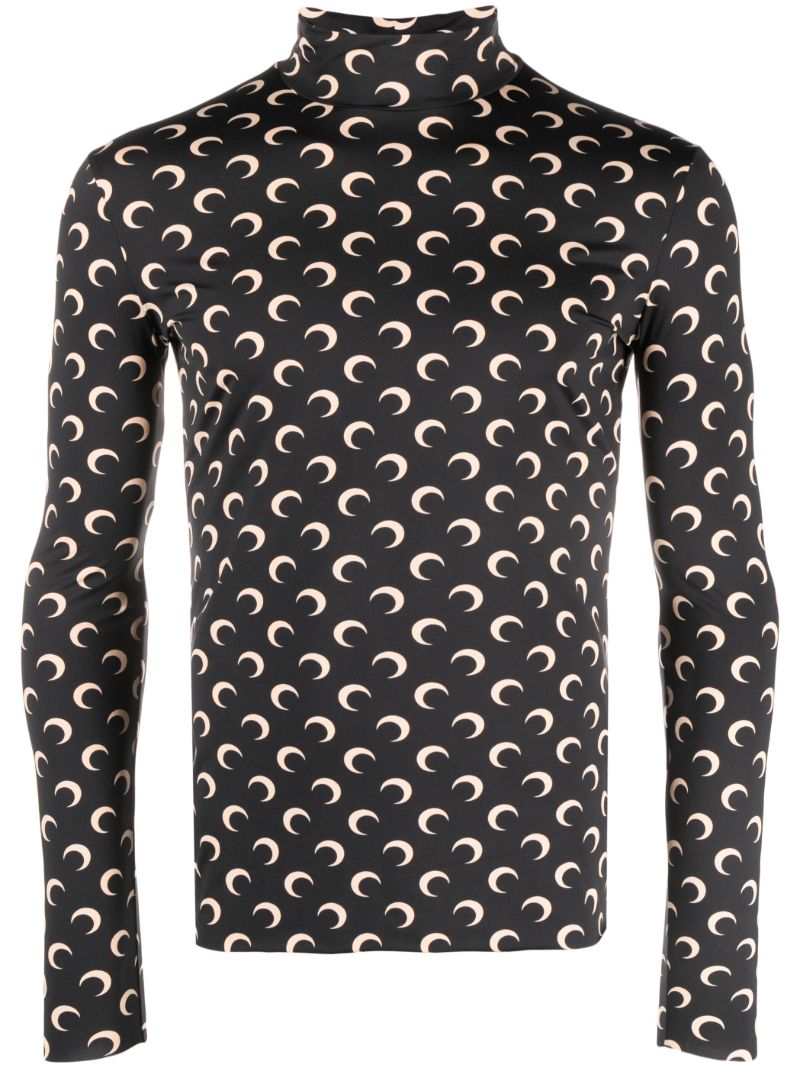 Black Crescent Moon Print Top