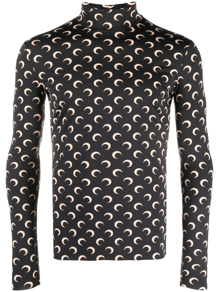 Black Crescent Moon Print Top