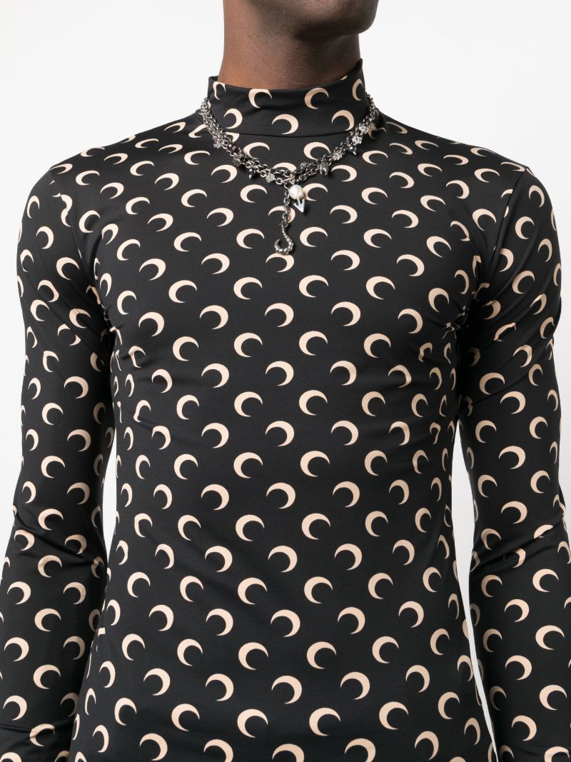 Black Crescent Moon Print Top