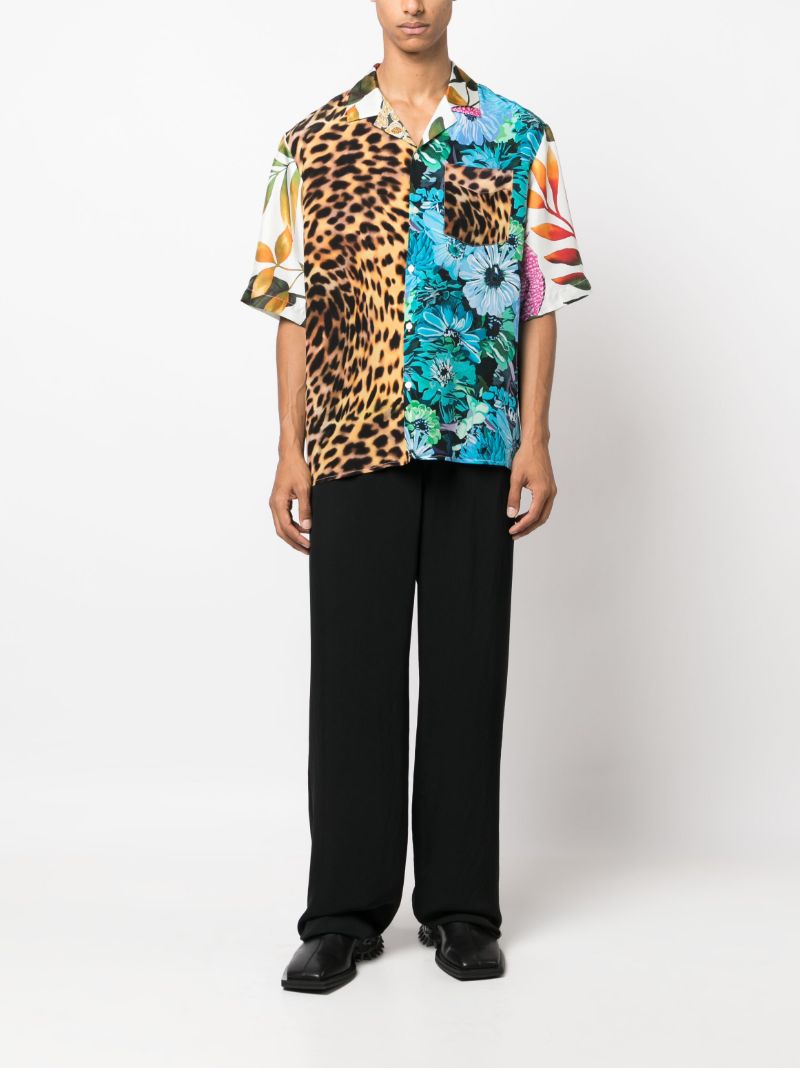 Blue Patchwork Regenerated Silk Shirt