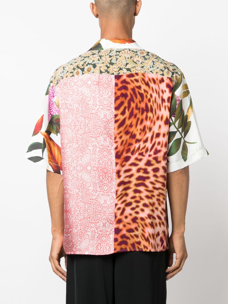 Blue Patchwork Regenerated Silk Shirt