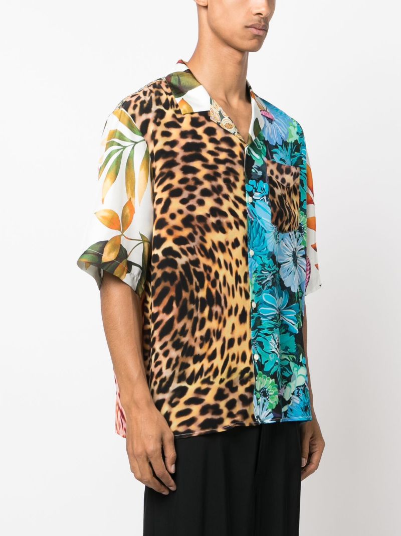Blue Patchwork Regenerated Silk Shirt