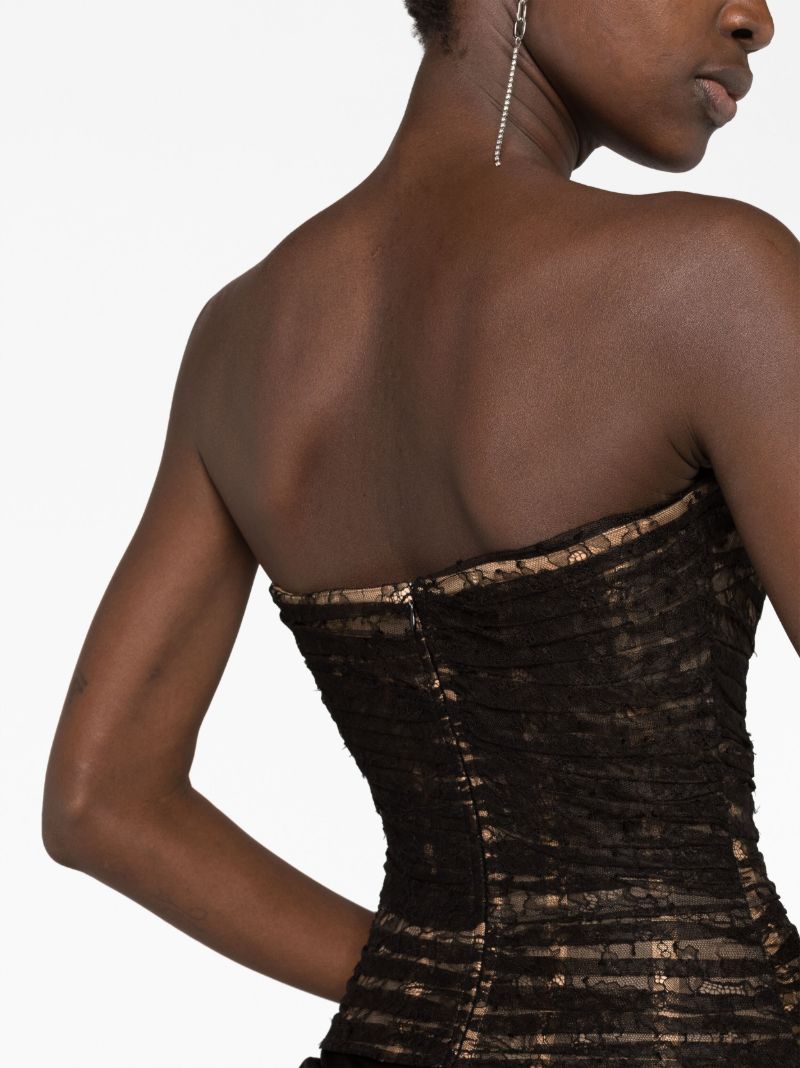 Black Lace Bodice Ruched Gown